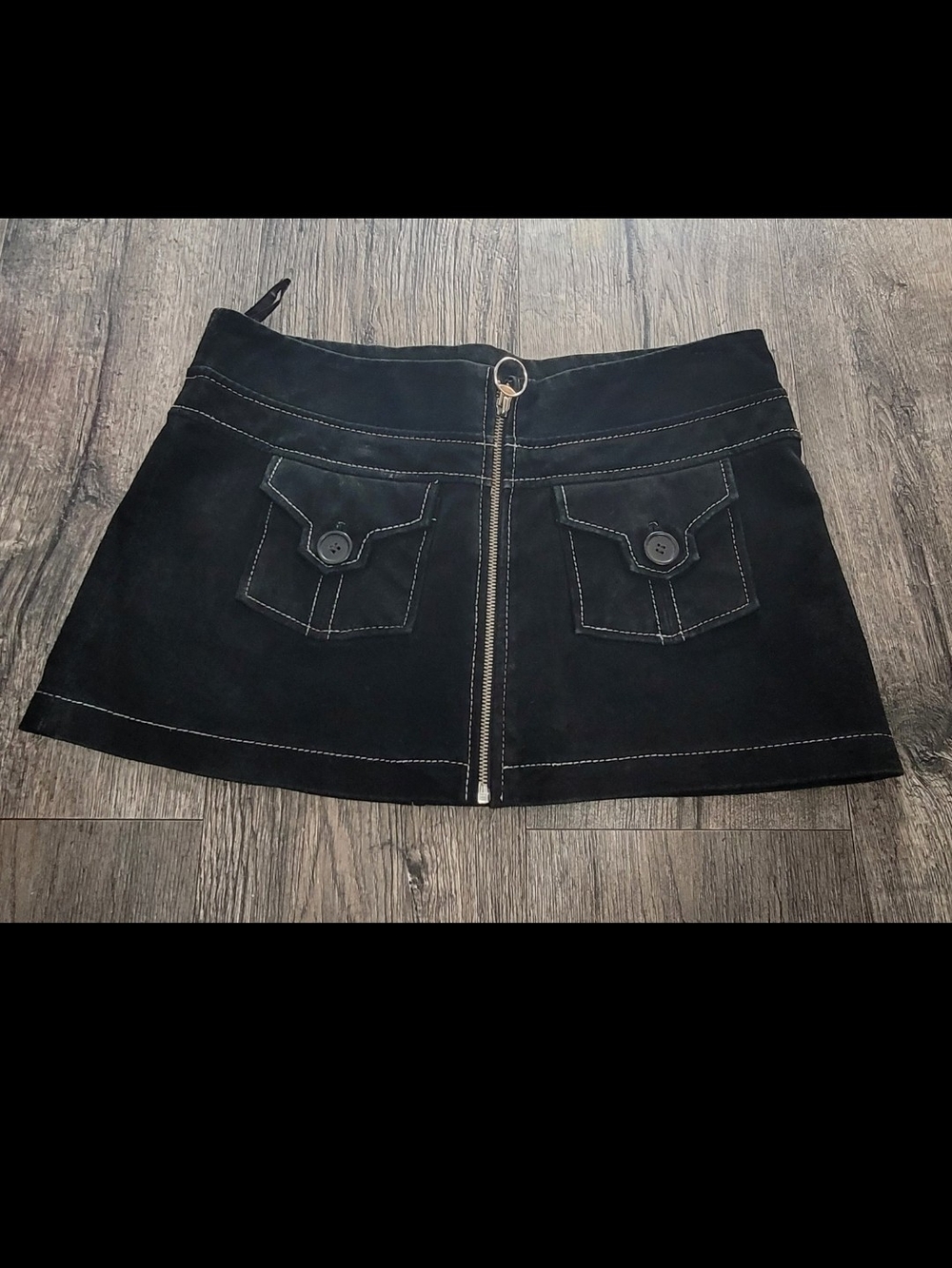 Wet Seal Black Suede Mini Skirt with Front Zip